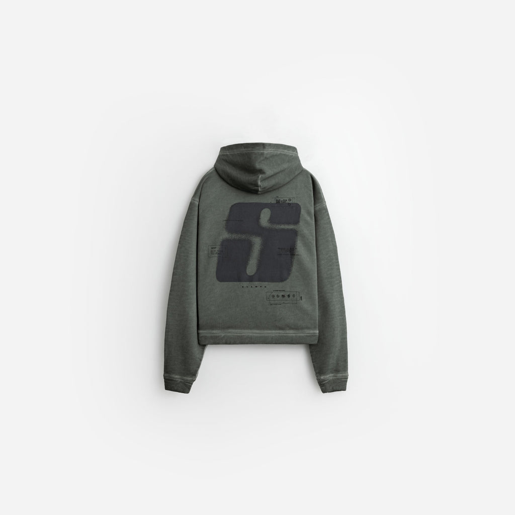S24 Transit Oil Washed Cropped Hoodie