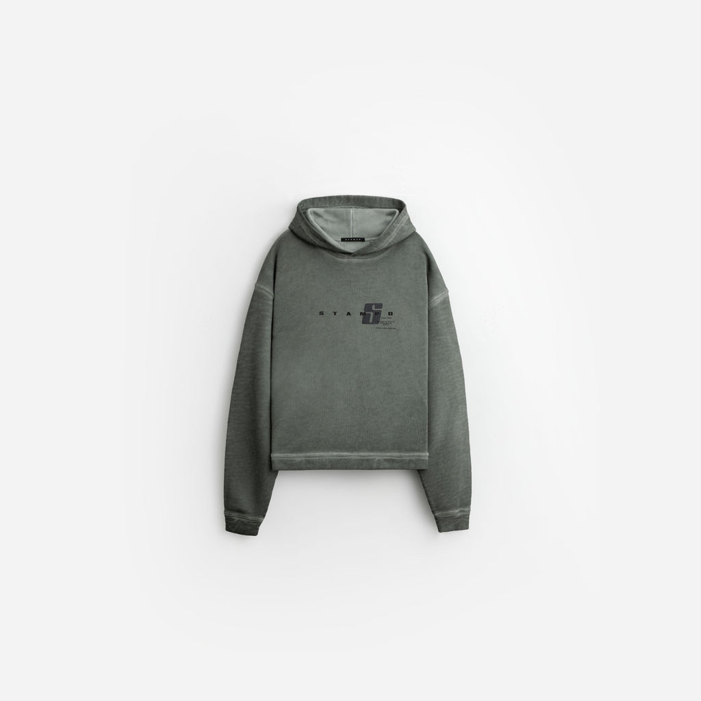 S24 Transit Oil Washed Cropped Hoodie